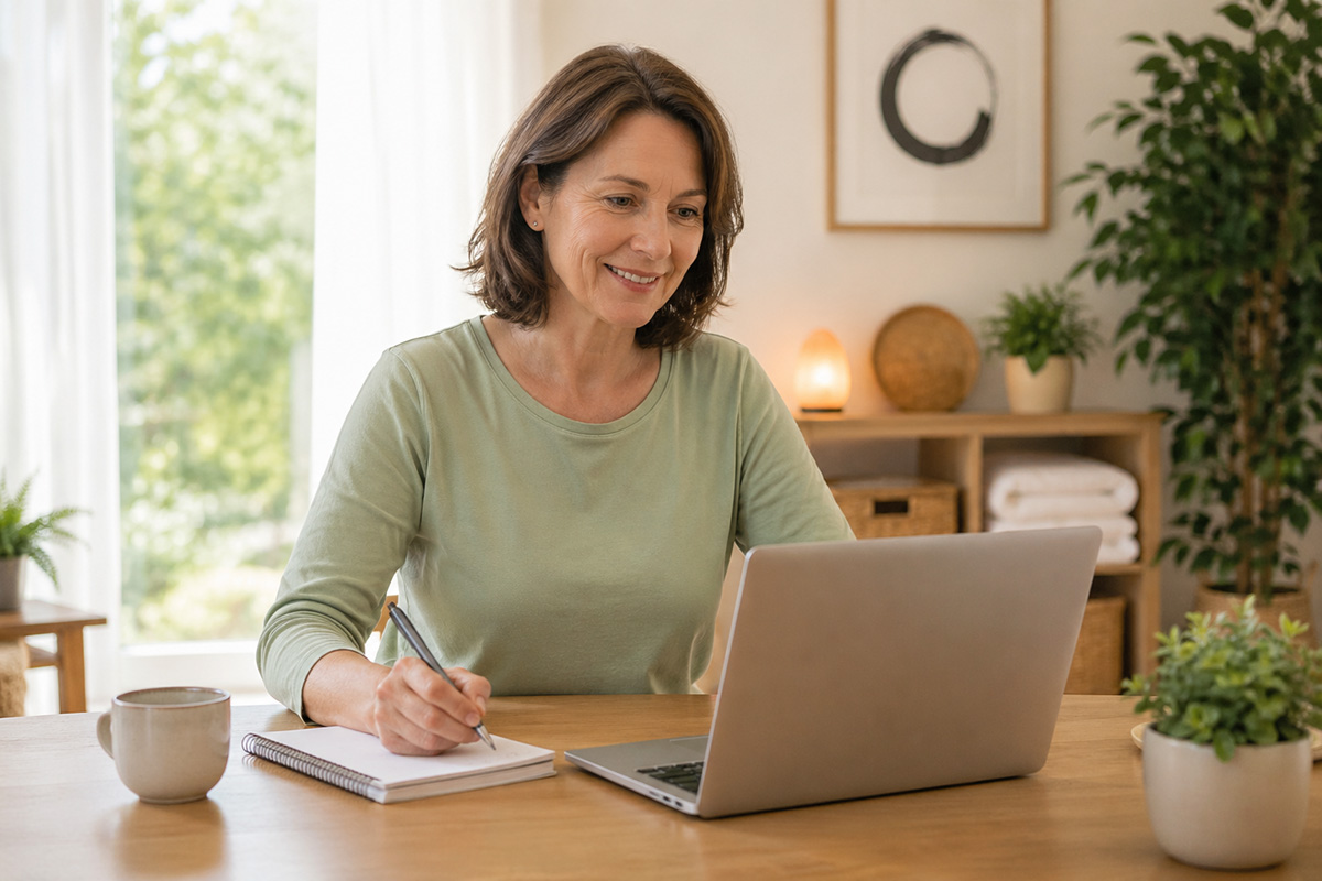 Frau lernt Qigong online – so funktioniert dein Präventionskurs